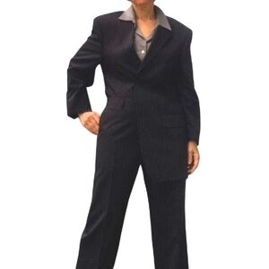 Charcoal Pinstripe Jumpsuit Upcycled